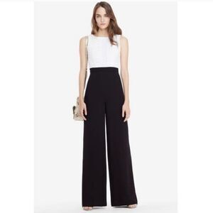 DVF Tavita Jumpsuit Mesh Lace Top Silk Wide Leg Sleeveless 0